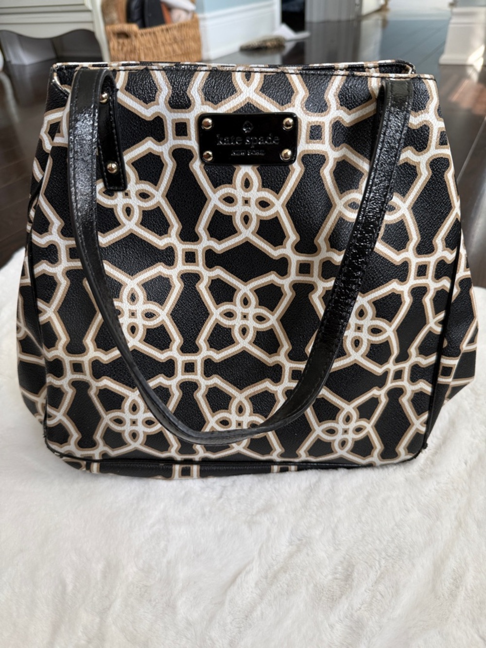 kate spade Black & Cream Geometric Pattern Tote